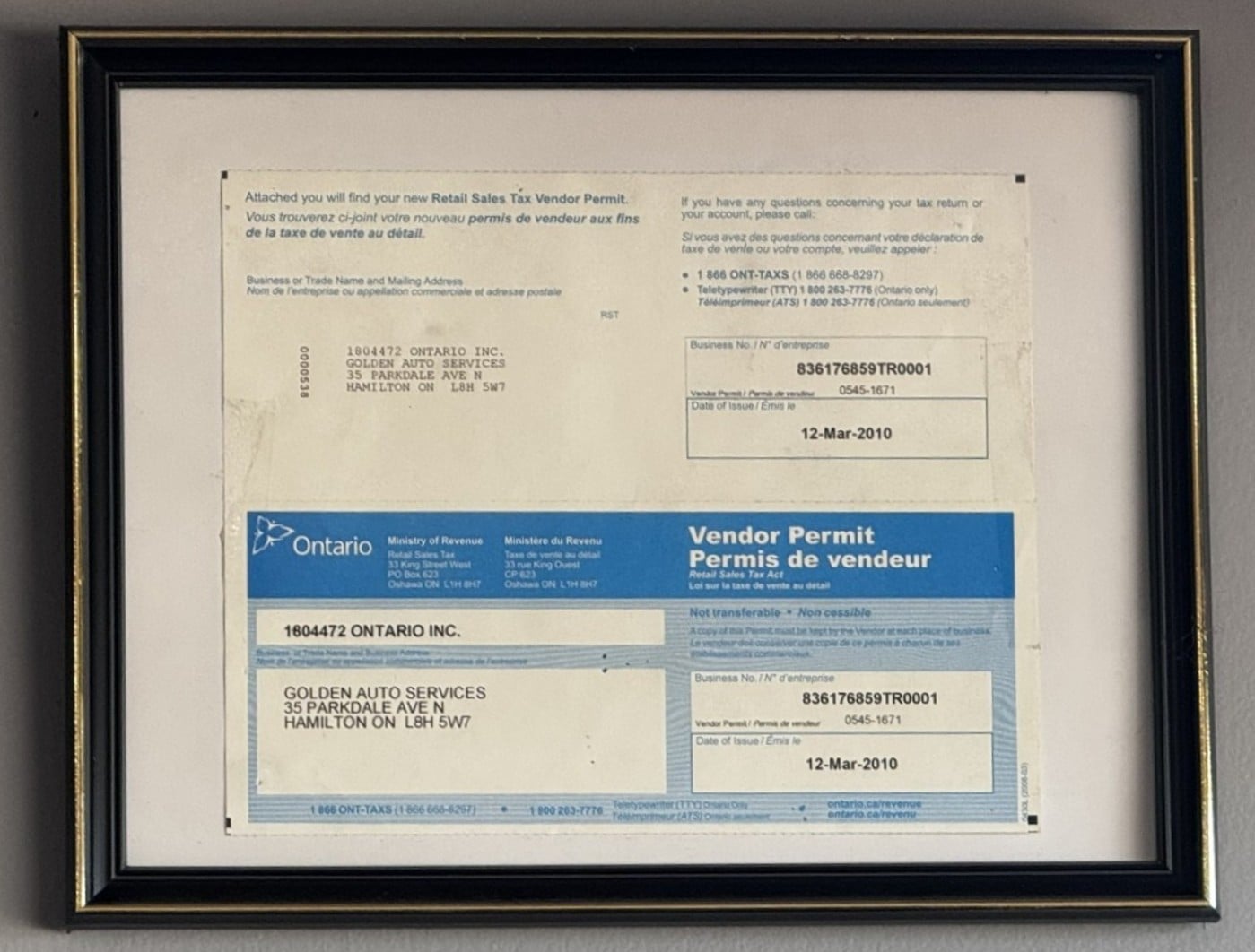Retail Sales Tax Vendor Permit